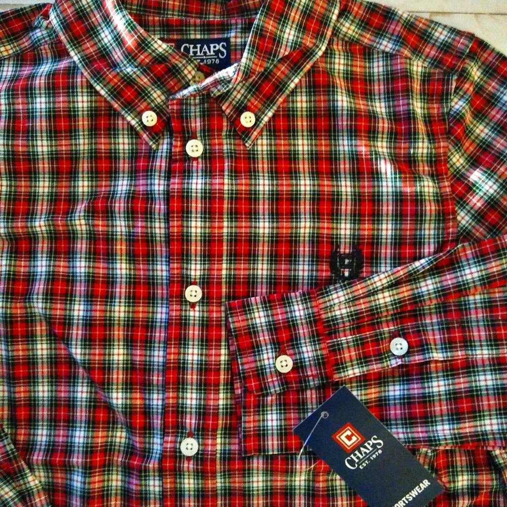 Chaps Red Plaid Long Sleeve Button Down Shirt 12 Months